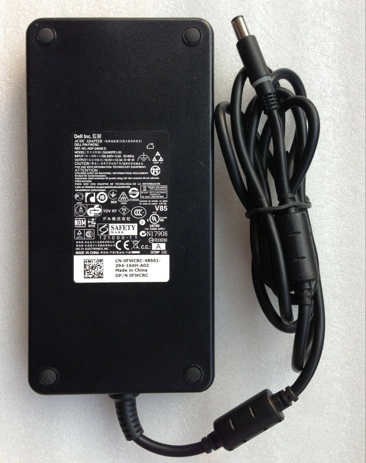@New Original Dell Alienware M18x,M18x R2 X51 GA240PE1-00,FWCRC 240W AC Adapter