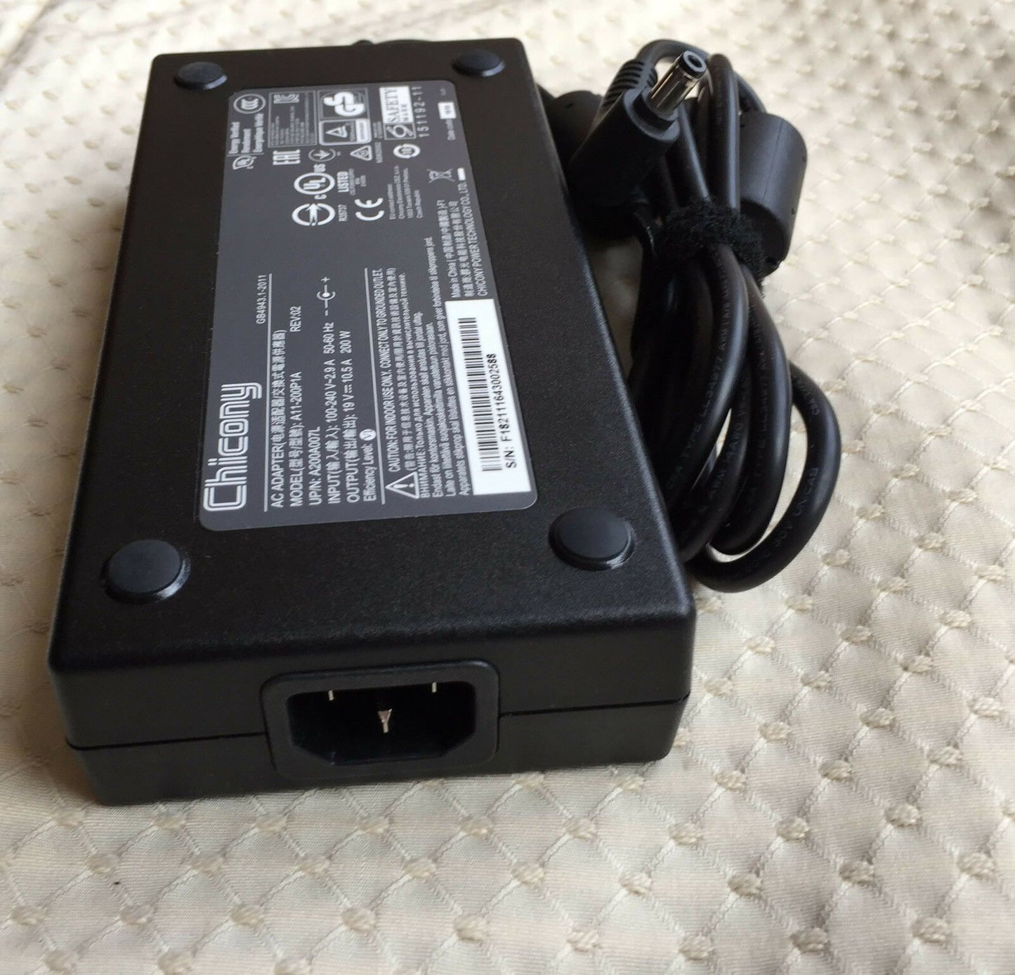 Original OEM Chicony 200W 19V 10.5A AC/DC Adapter for Sager NP8373 Gaming Laptop