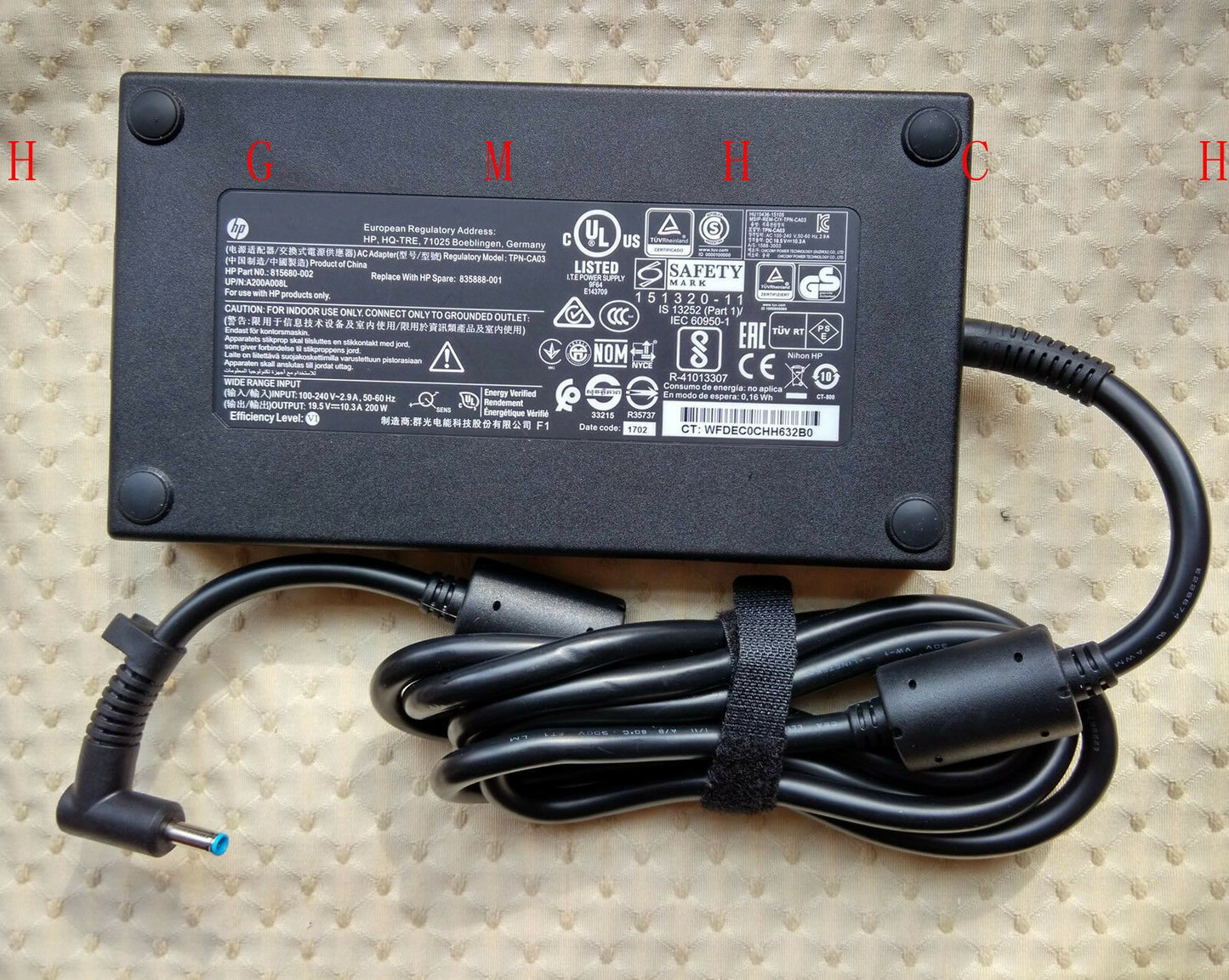 New Original HP ZBook 17 G4/i5-7440HQ,815680-002,835888-001 200w AC Adapter&Cord