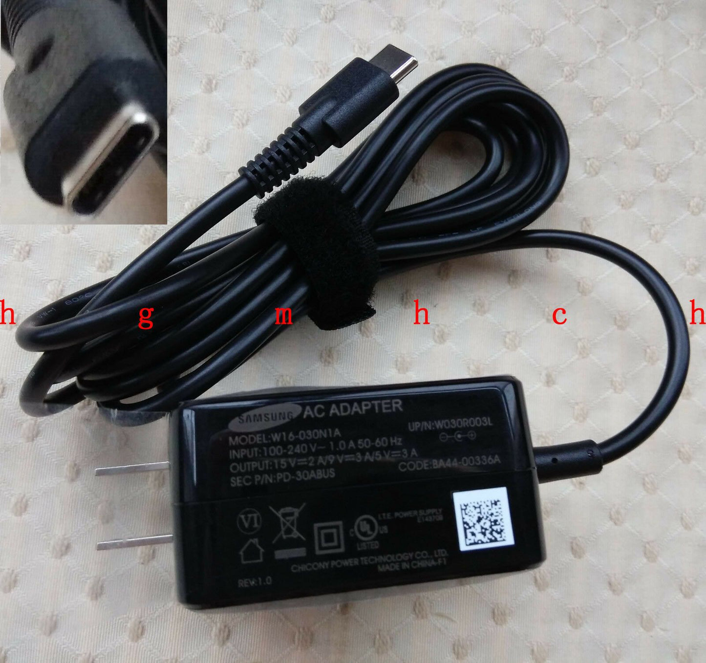 New OEM Samsung Cord/Charger Chromebook Pro XE510C24-K01US,PD-30ABUS,BA44-00336A