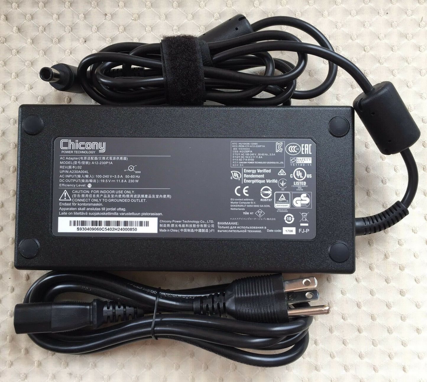 New Original Chicony AC Adapter for MSI GP73 Leopard 8RF-634NE A12-230P1A Laptop
