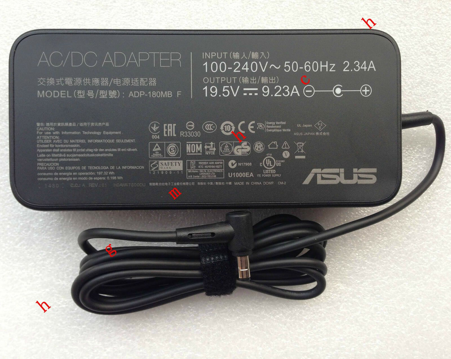 Original OEM ASUS 180W AC Adapter+Cord for ASUS ROG G751JM-BSI7N25 Gaming Laptop