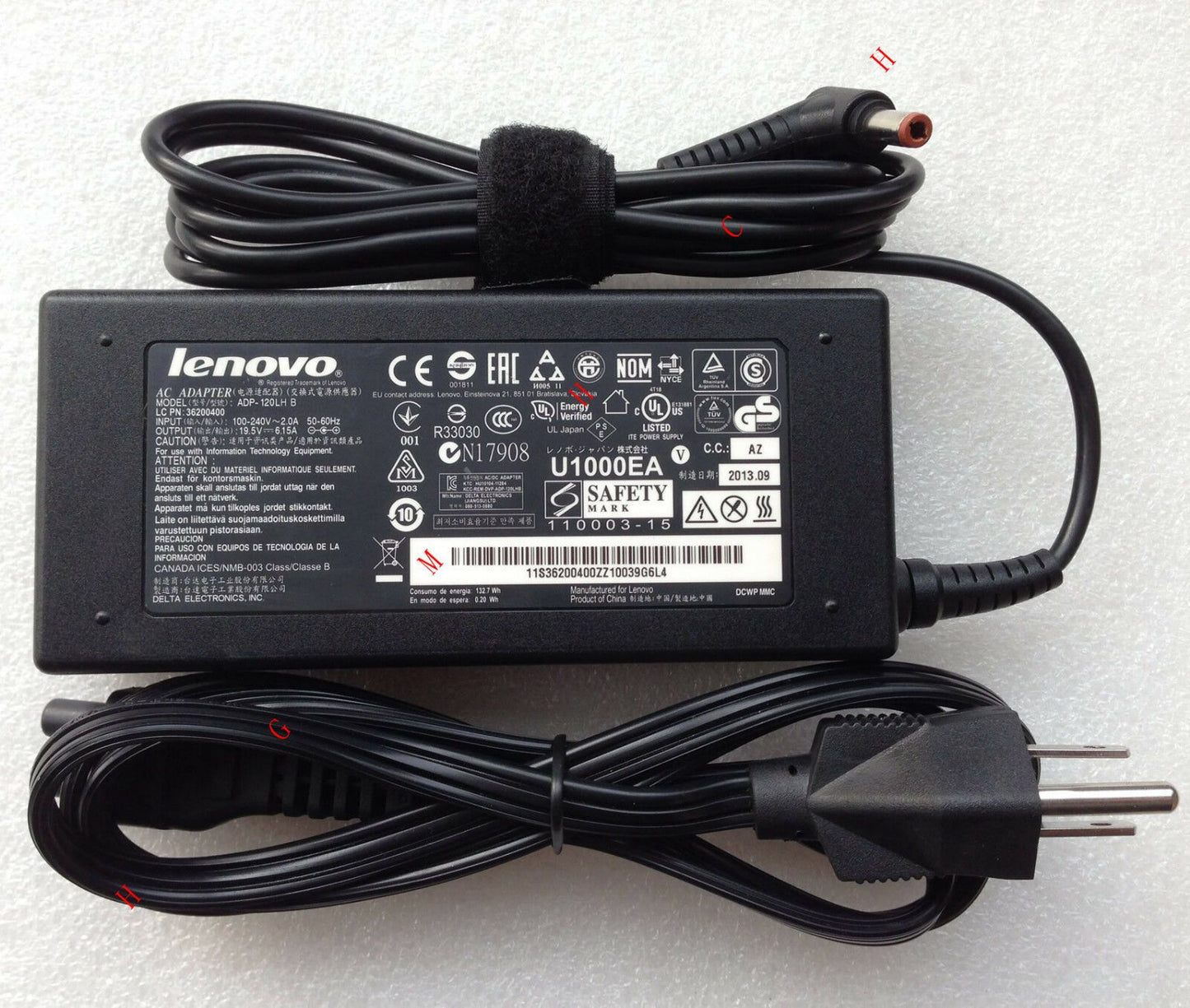 Original OEM Lenovo 120W 19.5V AC/DC Adapter for IdeaPad Y510P 59405664 Notebook
