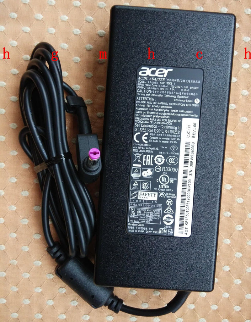 Original OEM Acer 19V 7.1A Cord/Charger Aspire Nitro 5 AN515-51-79GN,ADP-135KB T