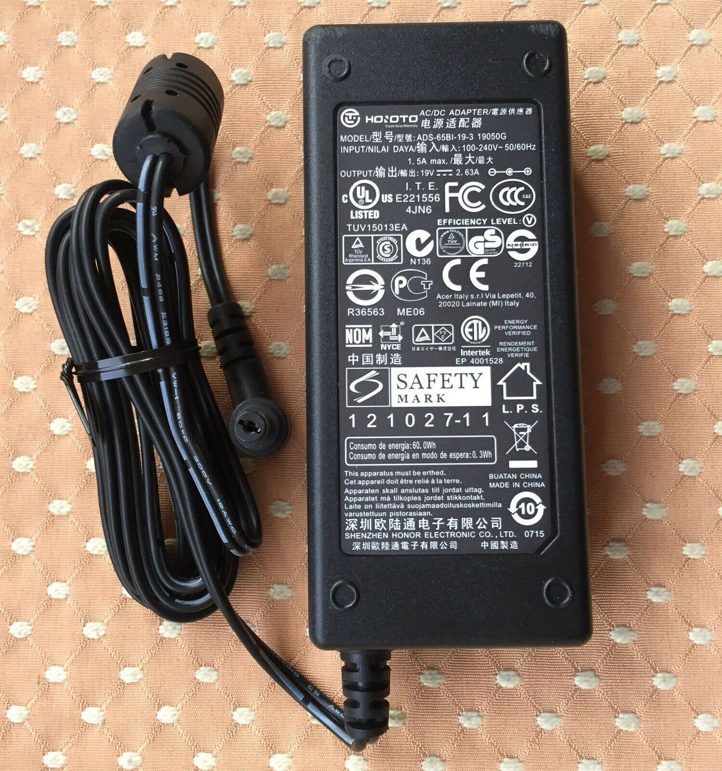 @New Original OEM 19V 2.63A AC Adapter&Cord/Charger for Acer S236HLR LCD Monitor