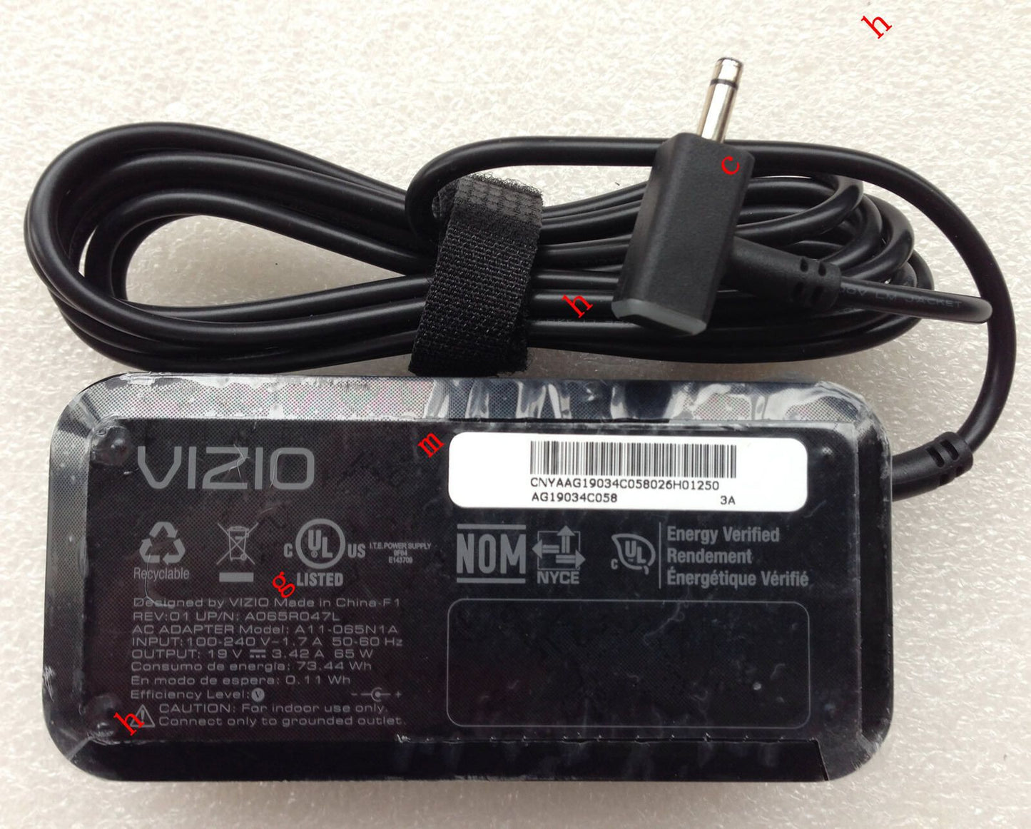 Original OEM Vizio 65W 19V 3.42A 3-Pin AC Adapter for Vizio CT14-A1 Ultrabook PC