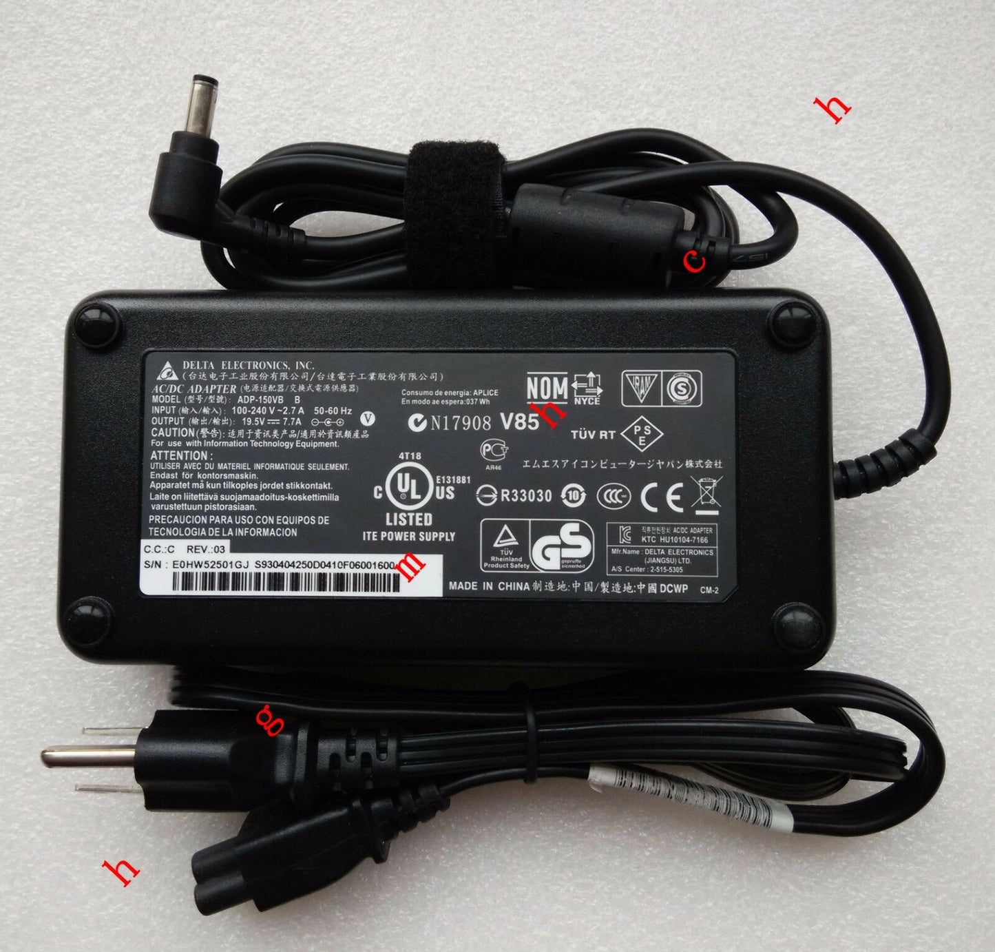 @Original OEM 150W AC Adapter&Cord for MSI GF62 8RD-068TH,A14-150P1A,ADP-150VB B
