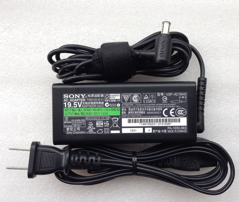 New Original OEM Sony VGP-AC19V43,NSW24251,PA-1650-88S 65W AC Power Adapter+Cord