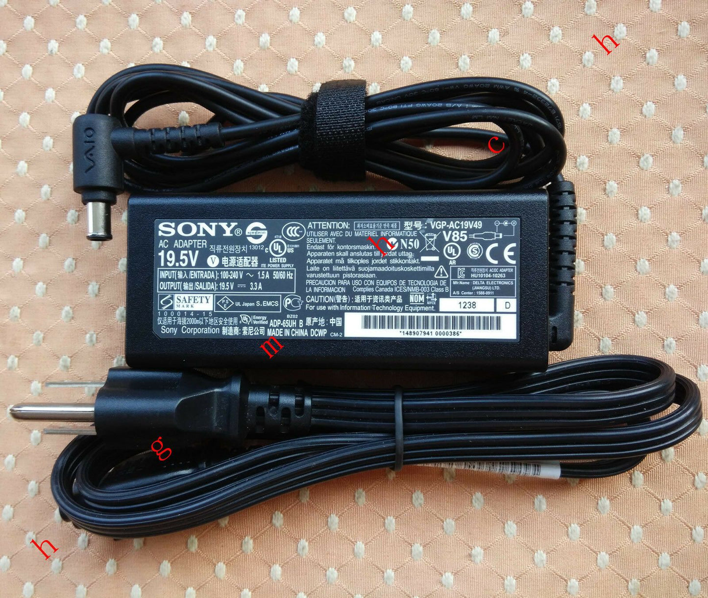 Original Sony 65W 19.5V 3.3A AC Adapter for Sony Vaio Tap 20 SVJ2022C5E AIO PC@@