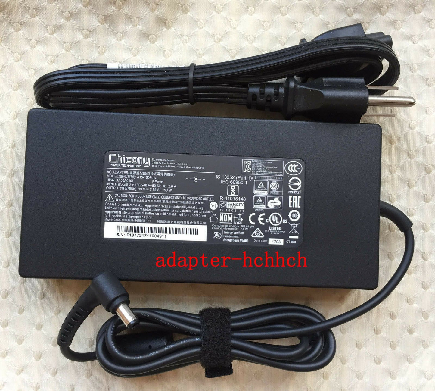 Original Clevo NB55TK1 A15-150P1A Chicony 150W 19V 7.89A AC Adapter&Cord/Charger
