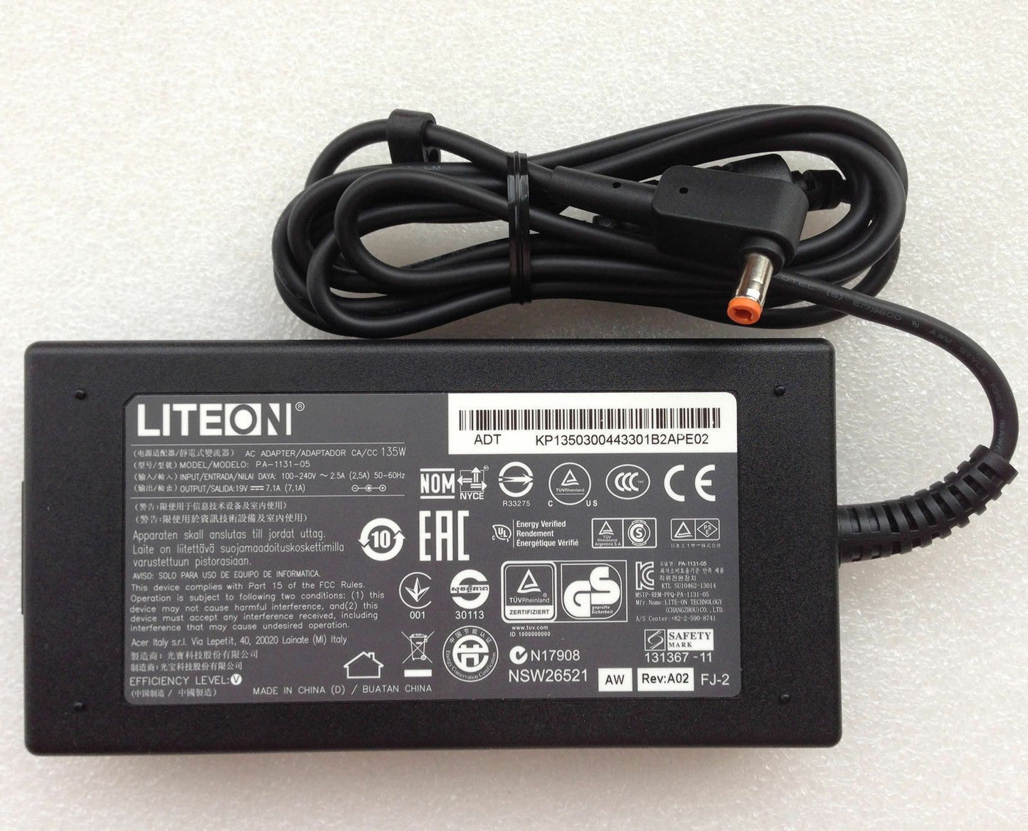 Original OEM Liteon Acer 135W AC Adapter+Cord for Aspire V17 Nitro VN7-791G-73AW