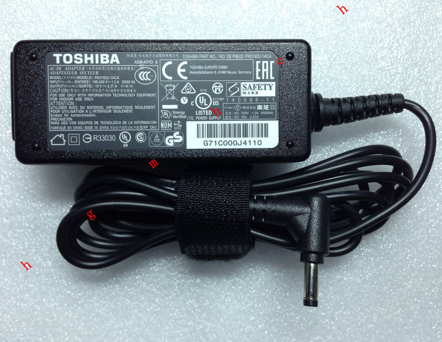 Original OEM 45W 19V AC Adapter for Toshiba Portégé Z20t,PT15BA-00500Y Ultrabook