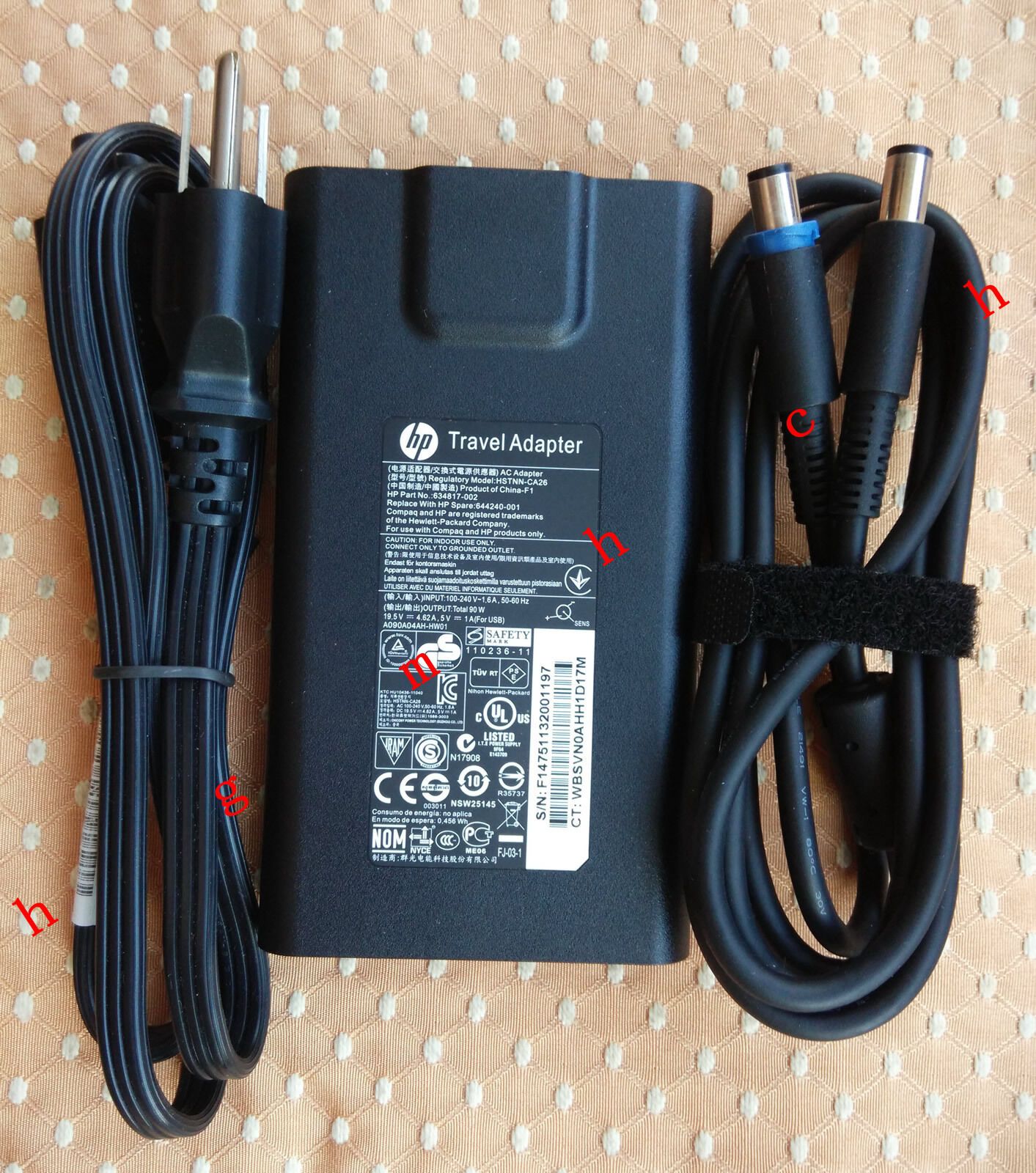 New Original OEM HP 90W SLIM W/USB Travel Adapter for HP ENVY 14-2096LA Notebook