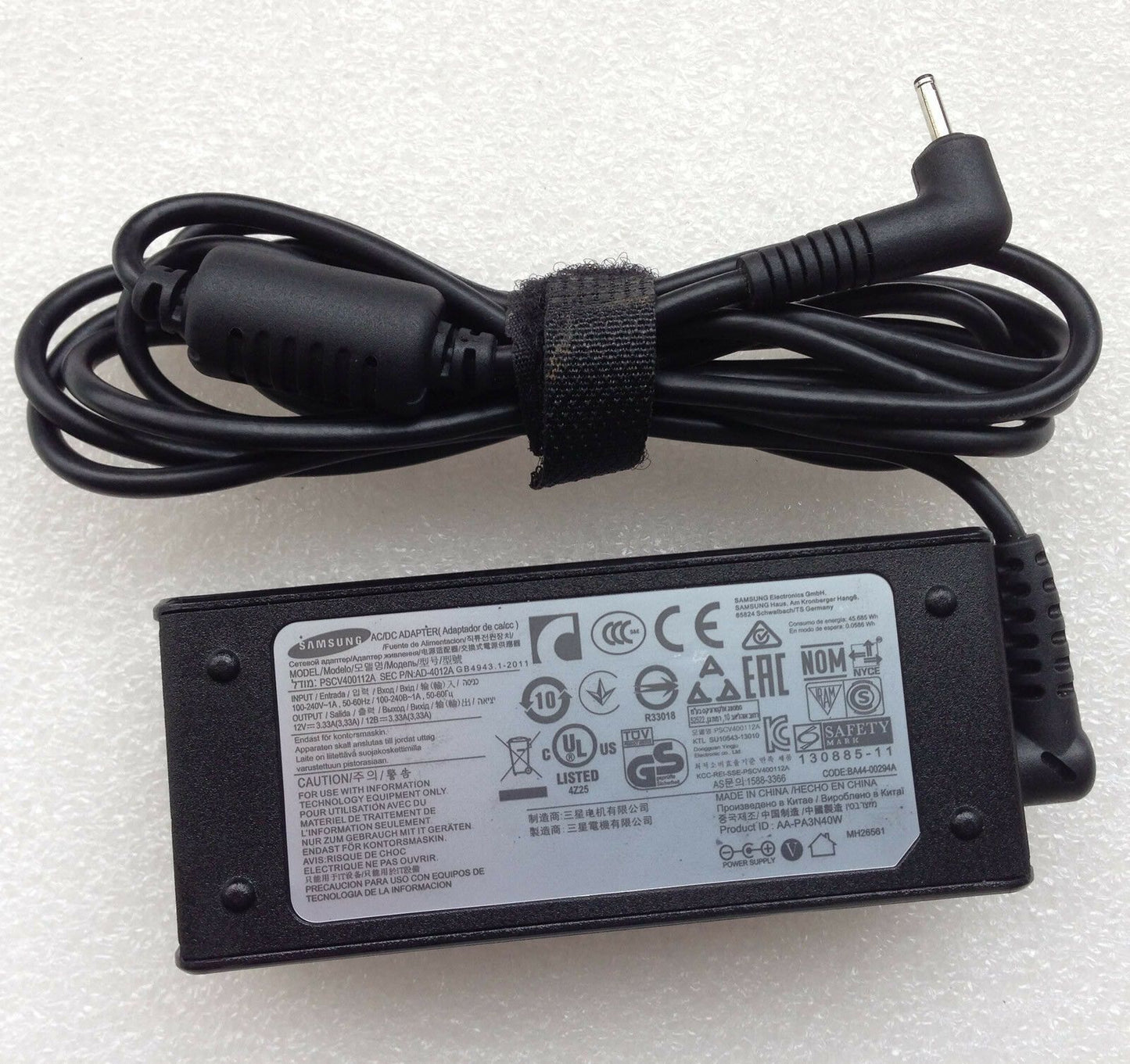 Original OEM 40W Slim AC Adapter for Samsung ATIV Smart PC XE500T1C-A04US Tablet