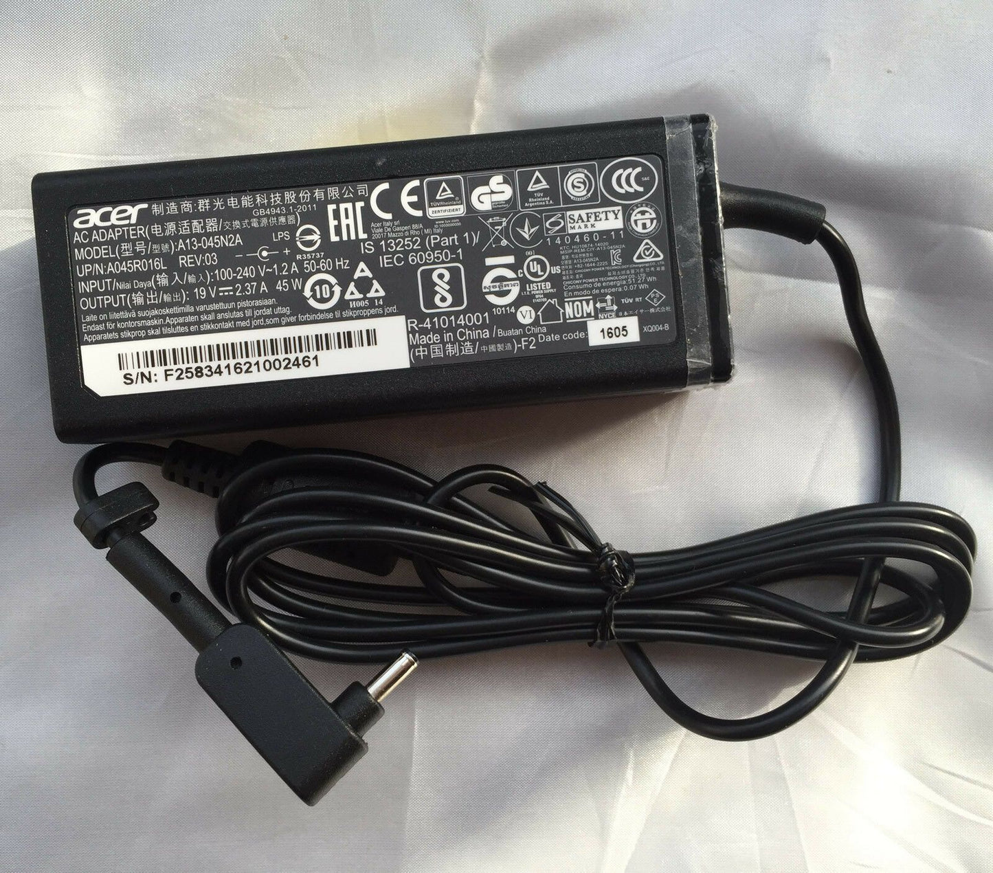 @Original OEM Acer 45W Cord/Charger Chromebook CB3-111,CB3-111P,CB5-311,CB5-311P