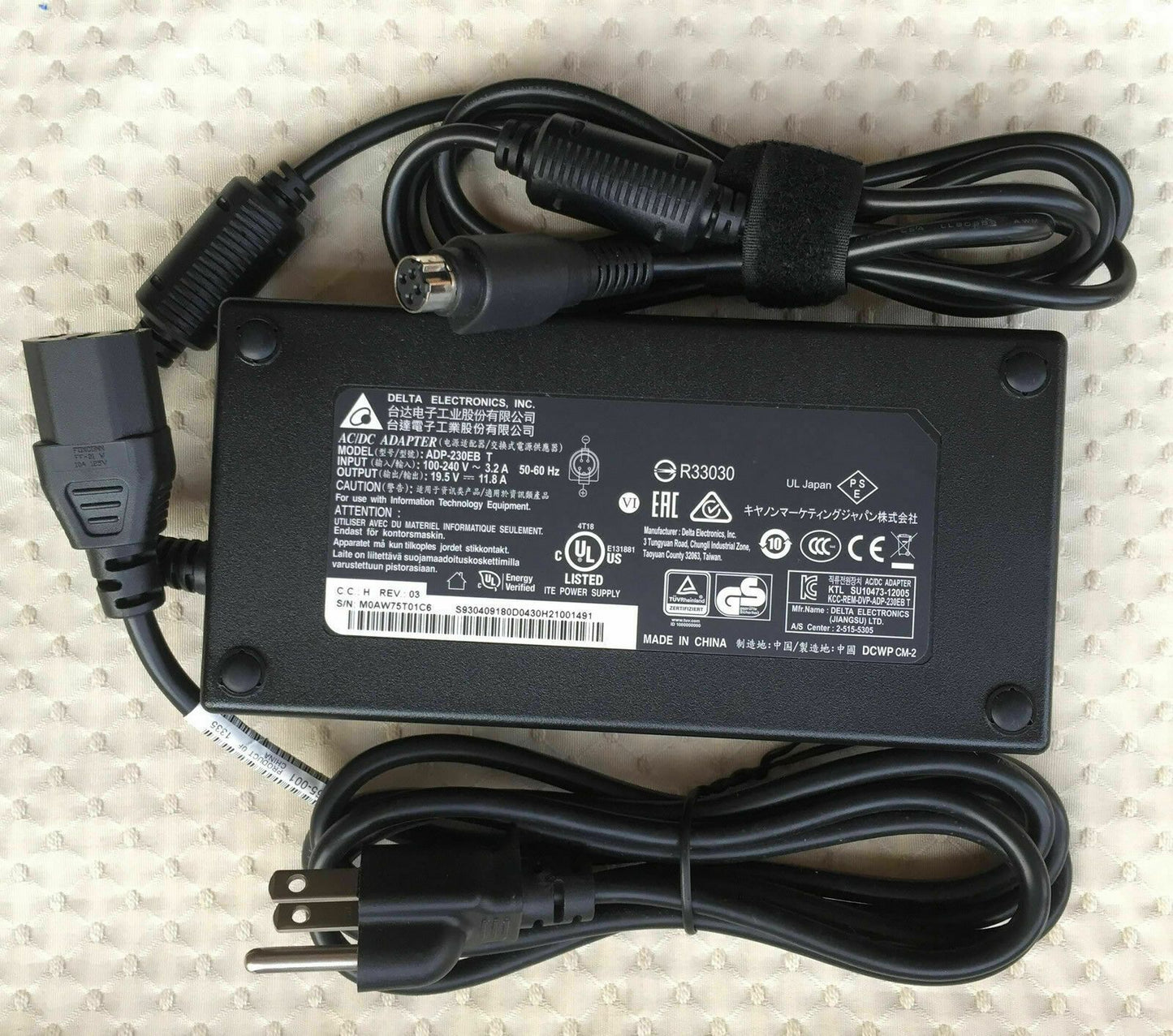 @New Original Delta 230W AC Adapter for Origin EVO16-S,ADP-230EB T Gaming Laptop