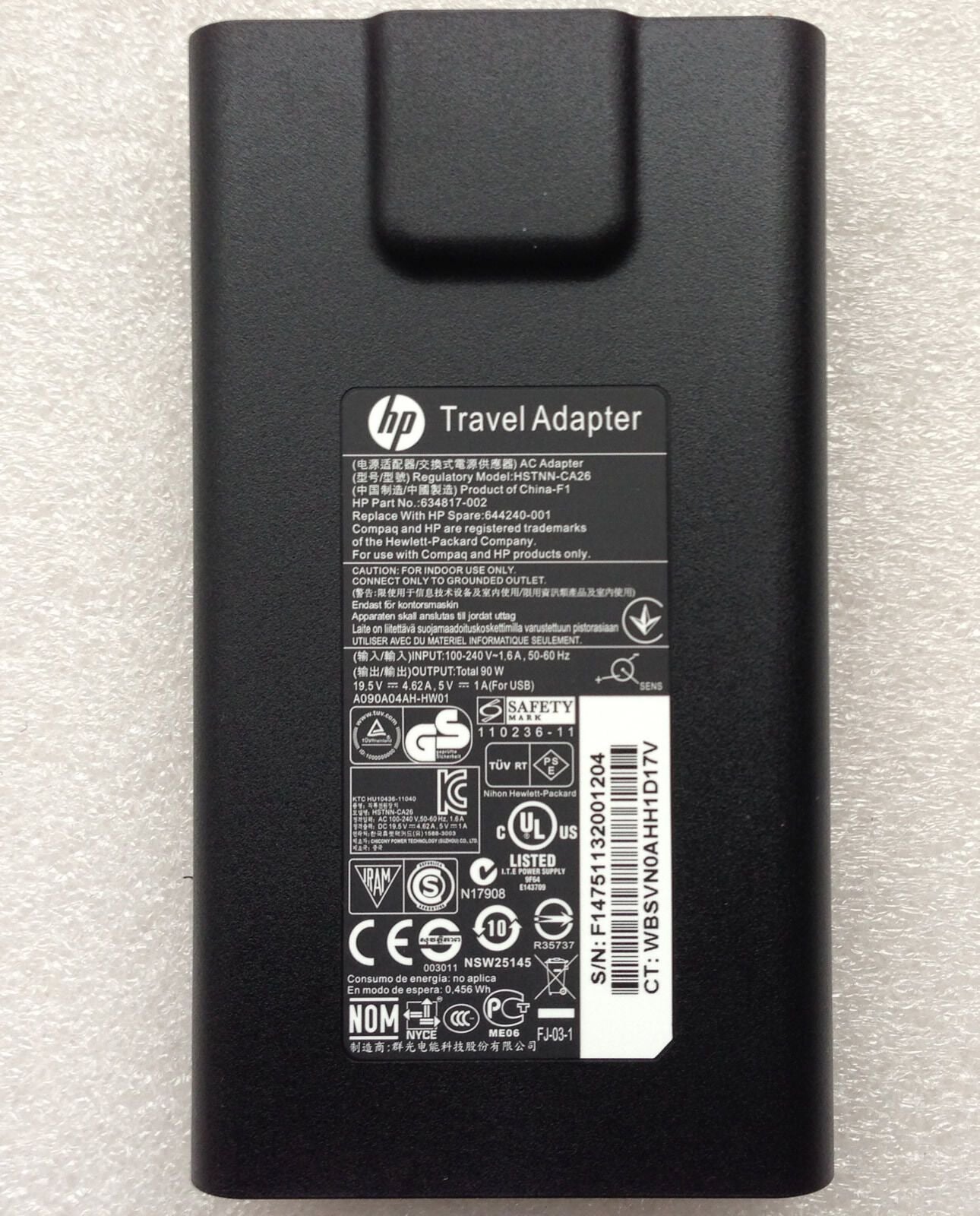 @Original Genuine OEM HP 90W Smart Travel Adapter for HP ENVY 14T-2000 Notebook