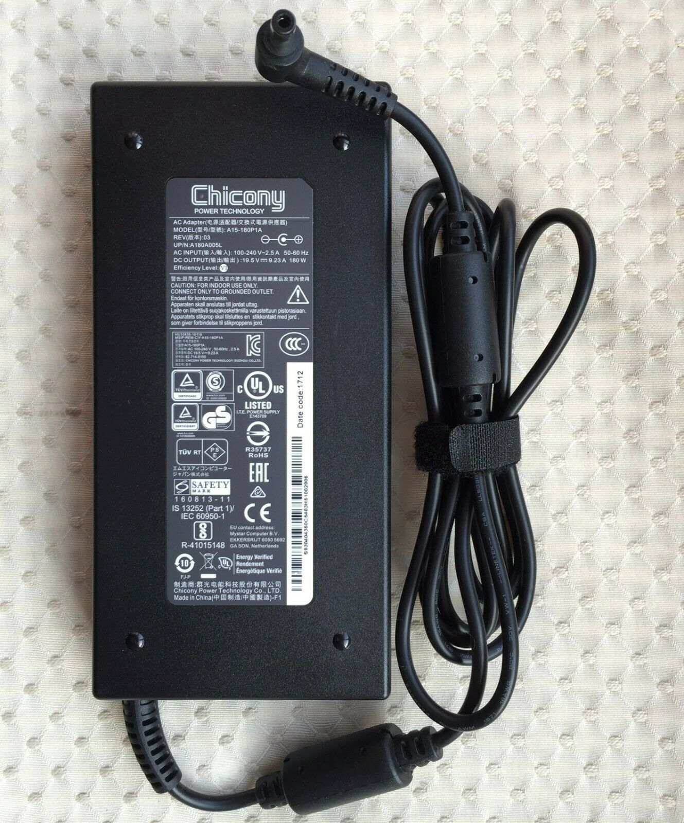 @New Original MSI GS63 Stealth 7RE-002RU,A15-180P1A,Chicony 180W AC Adapter&Cord