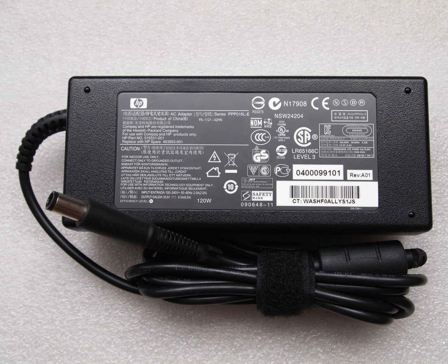 Original OEM HP 120W AC Power Adapter Cord/Charger Elitebook 8540p 8540w HDX x18