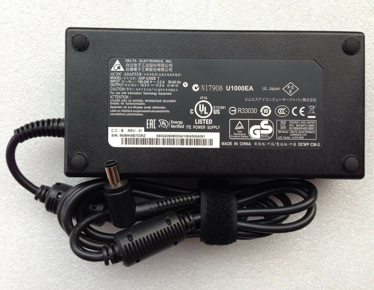 Original MSI WT72 6QJ-421FR,ADP-230EB T,Delta 230W 19.5V 11.8A AC Adapter&Cord@@