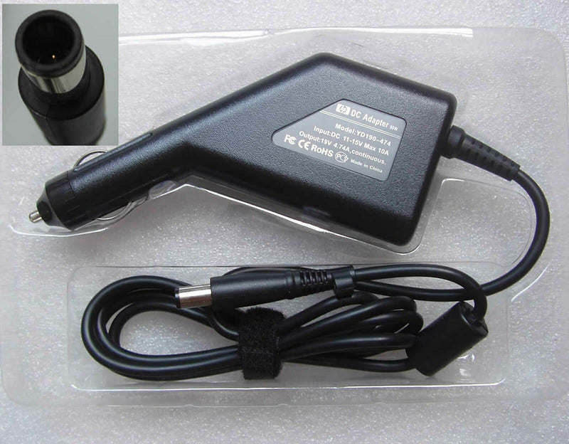 Original 90W Car Charger Fr HP Pavilion g7z-2100/g6-1d80nr/g7-2010nr/dv6-7010us