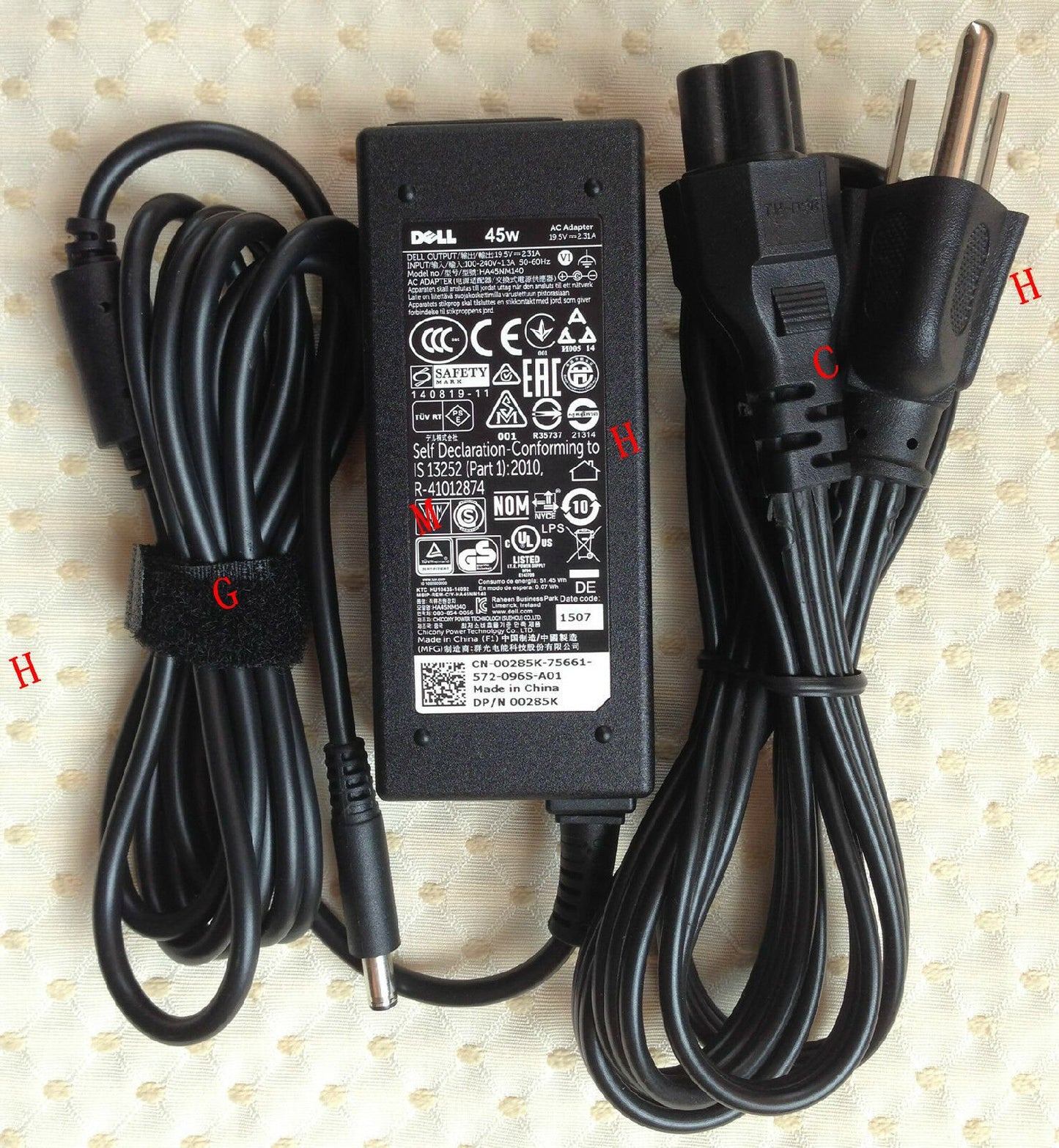 Original OEM Dell 45W 19.5V AC Adapter for Dell Inspiron 15 i7568-5248T Notebook