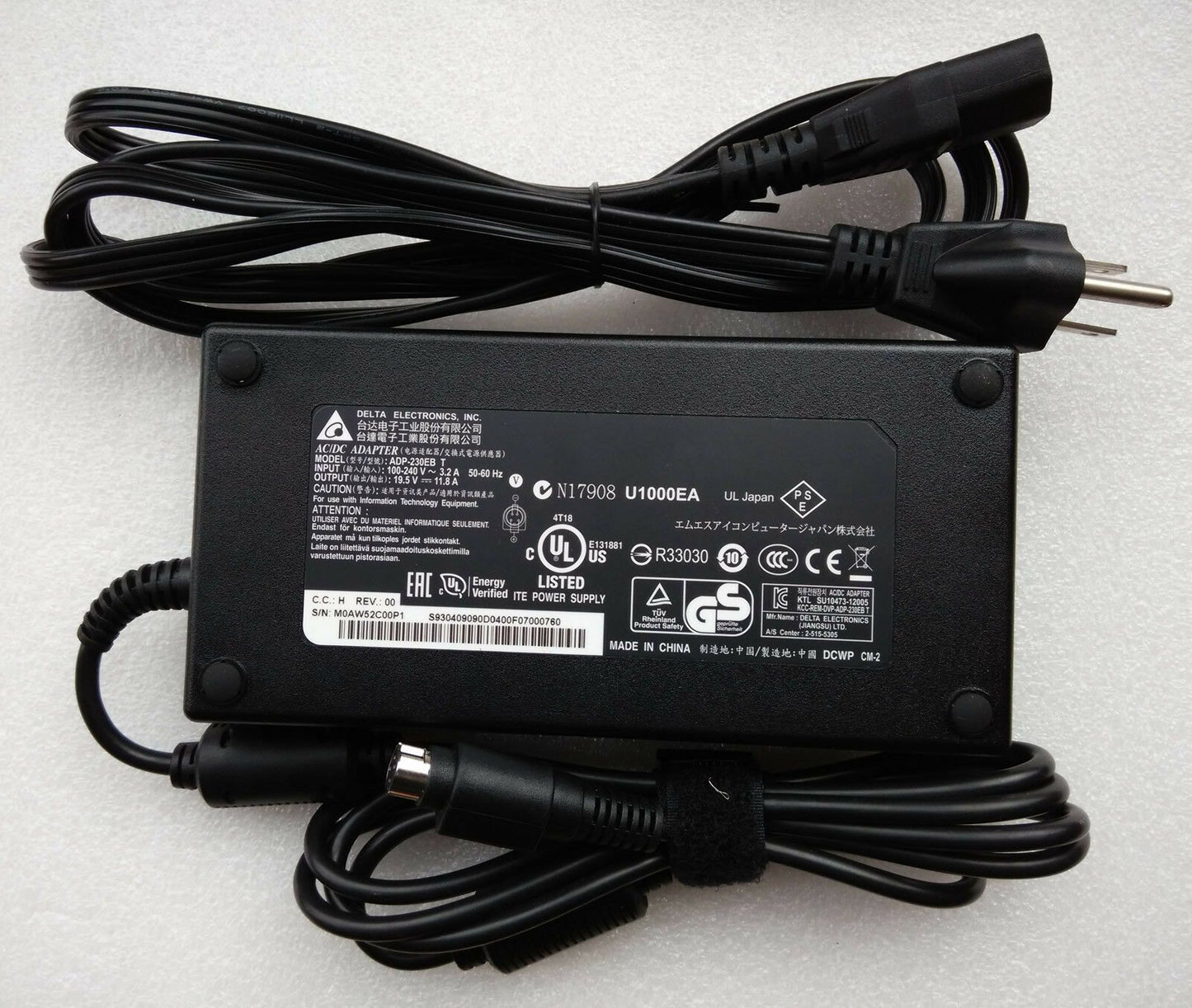 Original OEM Clevo Delta 230W AC Adapter for Clevo P751ZM,P751ZM-G Gaming Laptop