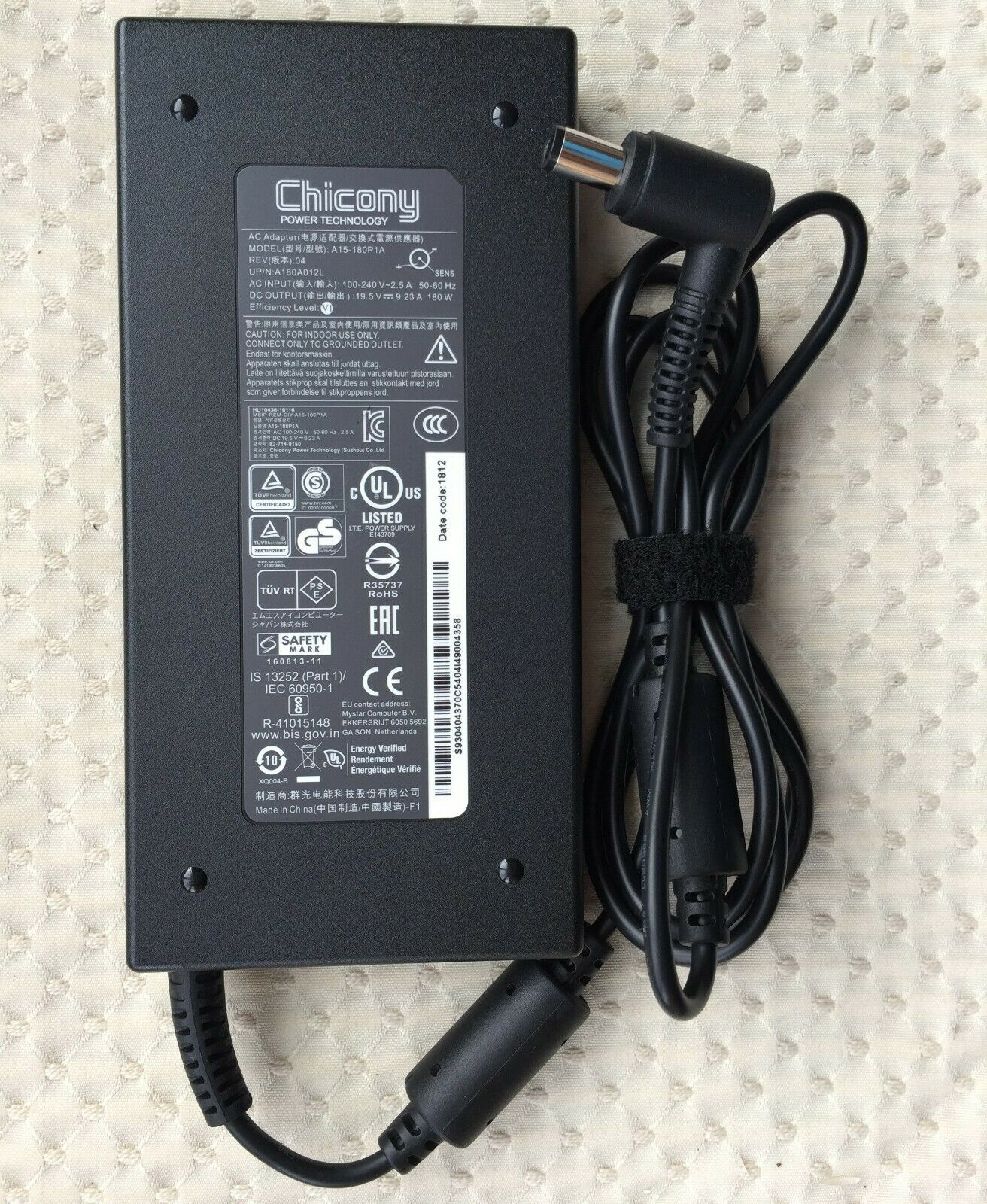 Original 180W AC/DC Adapter&Cord for MSI GL63 GL63 8SDK/GTX1660 Ti Gaming Laptop