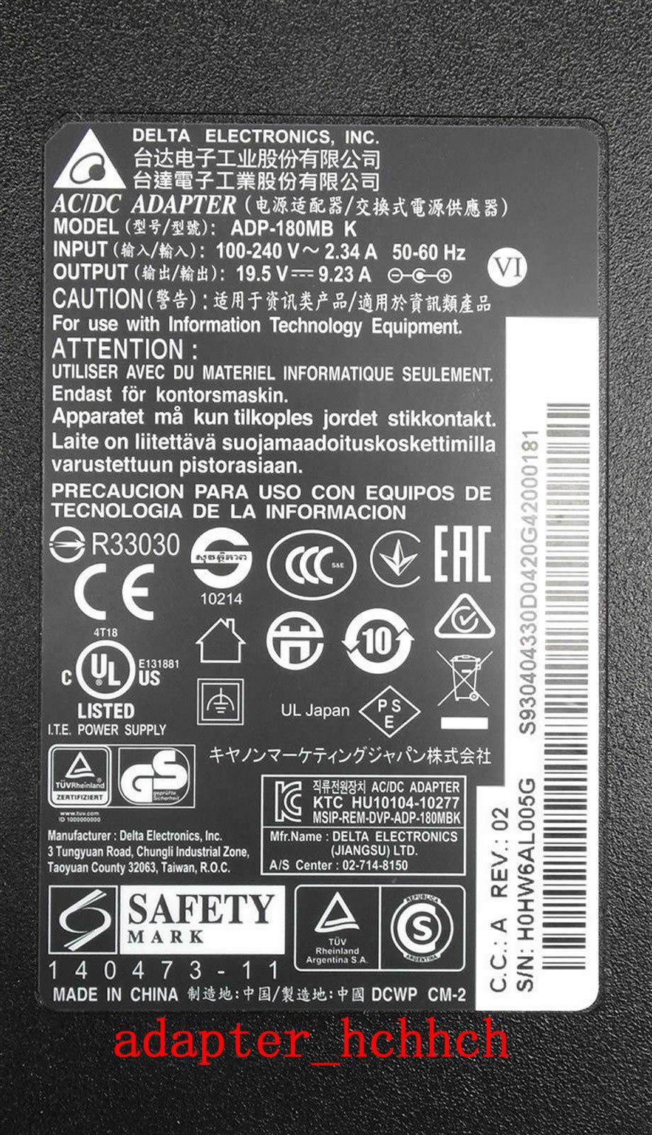 Original OEM Delta 180W AC/DC Adapter for MSI GS63VR Stealth Pro-001,ADP-180MB K