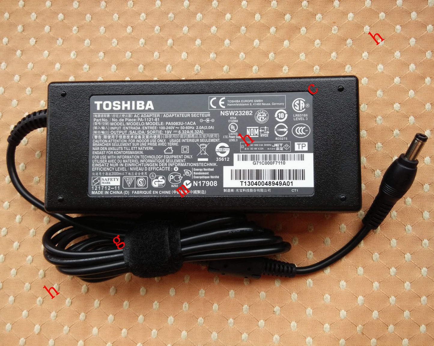 Original OEM Toshiba 120W 19V 6.32A Cord/Charge DX735-D3360,PQQ10U-01G00N AIO PC