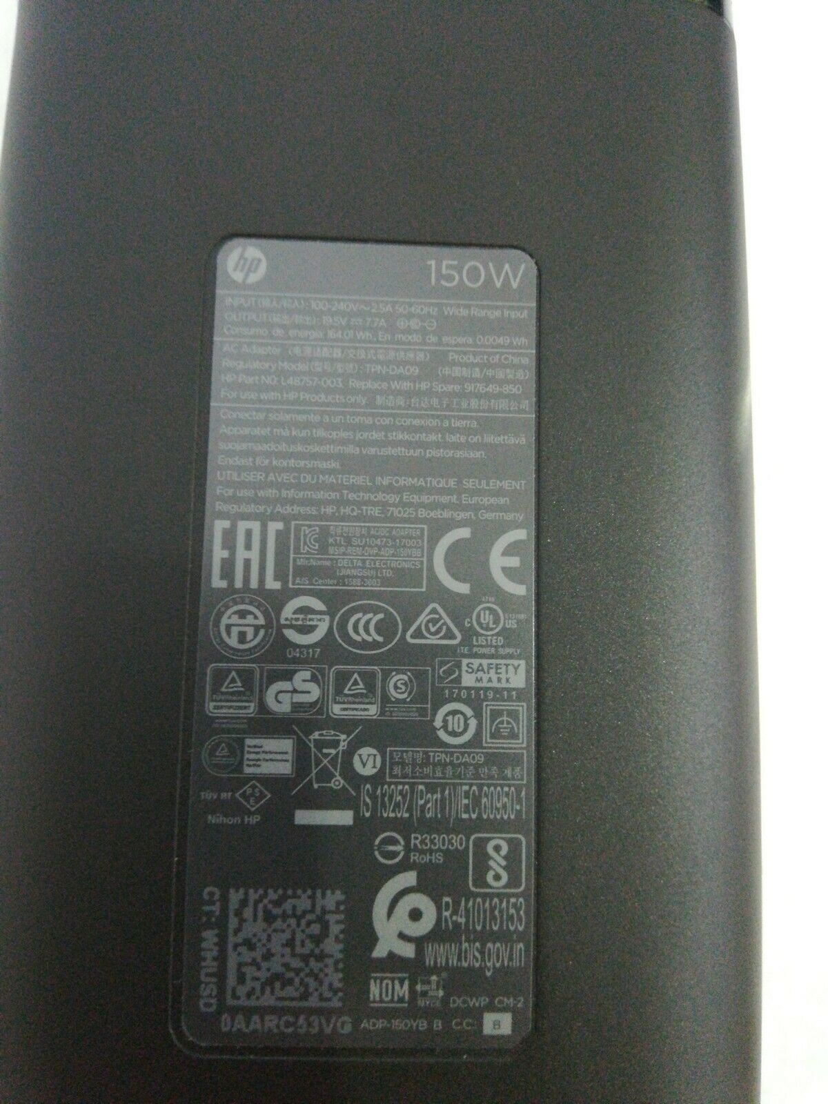 @Original HP Zbook 15 G5 Studio,917649-850,TPN-DA09 150w AC Adapter&Cord/Charger