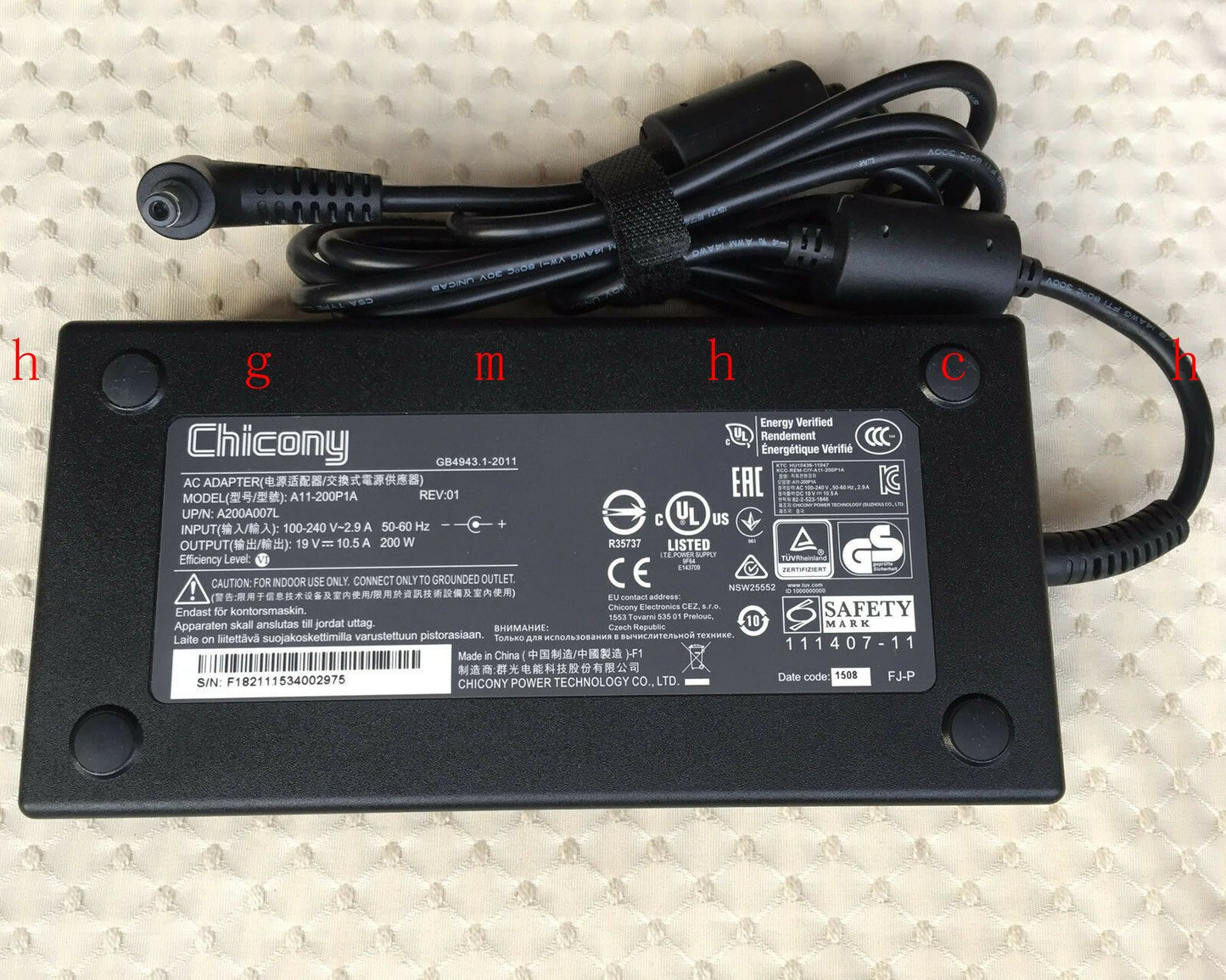 Original OEM Chicony 200W 19V AC/DC Adapter for XOTIC Sager NP8172 Gaming Laptop