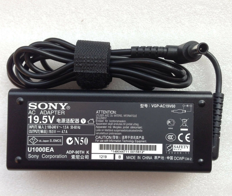 Original OEM Sony VAIO SVS131,SVS13A VGP-AC19V60,92W 3P AC Adapter Cord/Charger