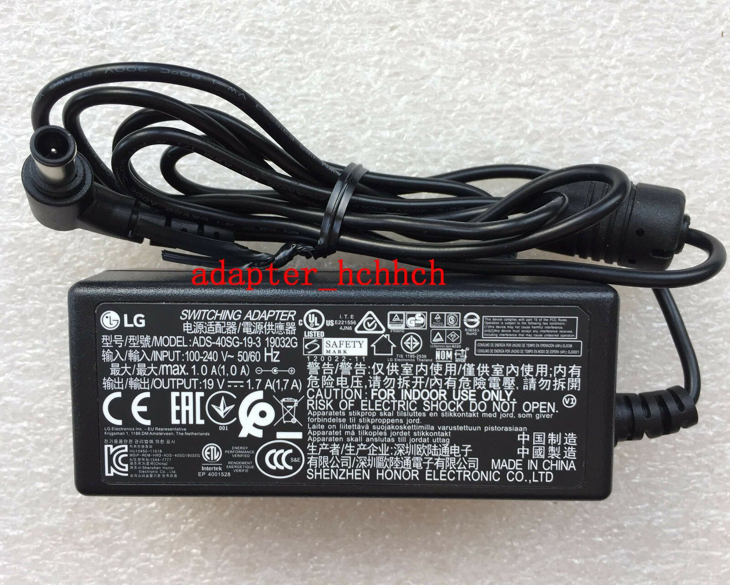 New Original OEM LG 19V AC/DC Adapter&Cord for LG IPS Monitor 24MP57HQ,24MP57VQ