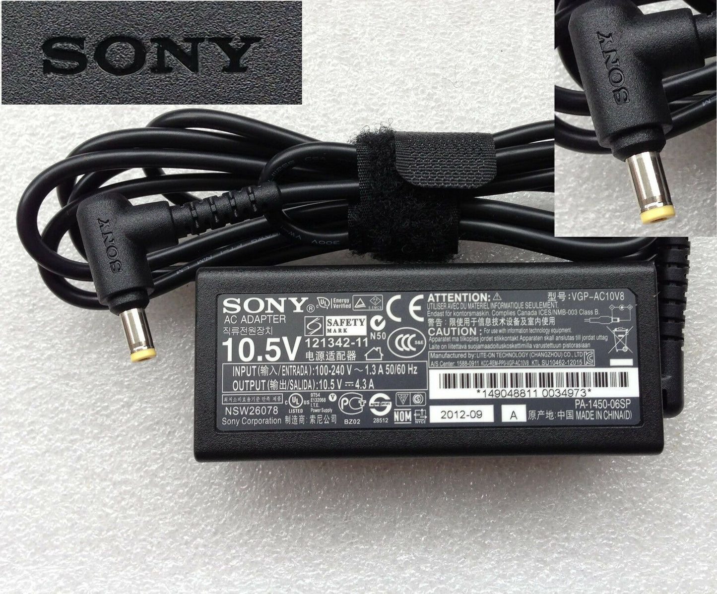 Original OEM Sony 10.5V 4.3A AC/DC Adapter for Sony DUO 11 SVD11215CLB Ultrabook