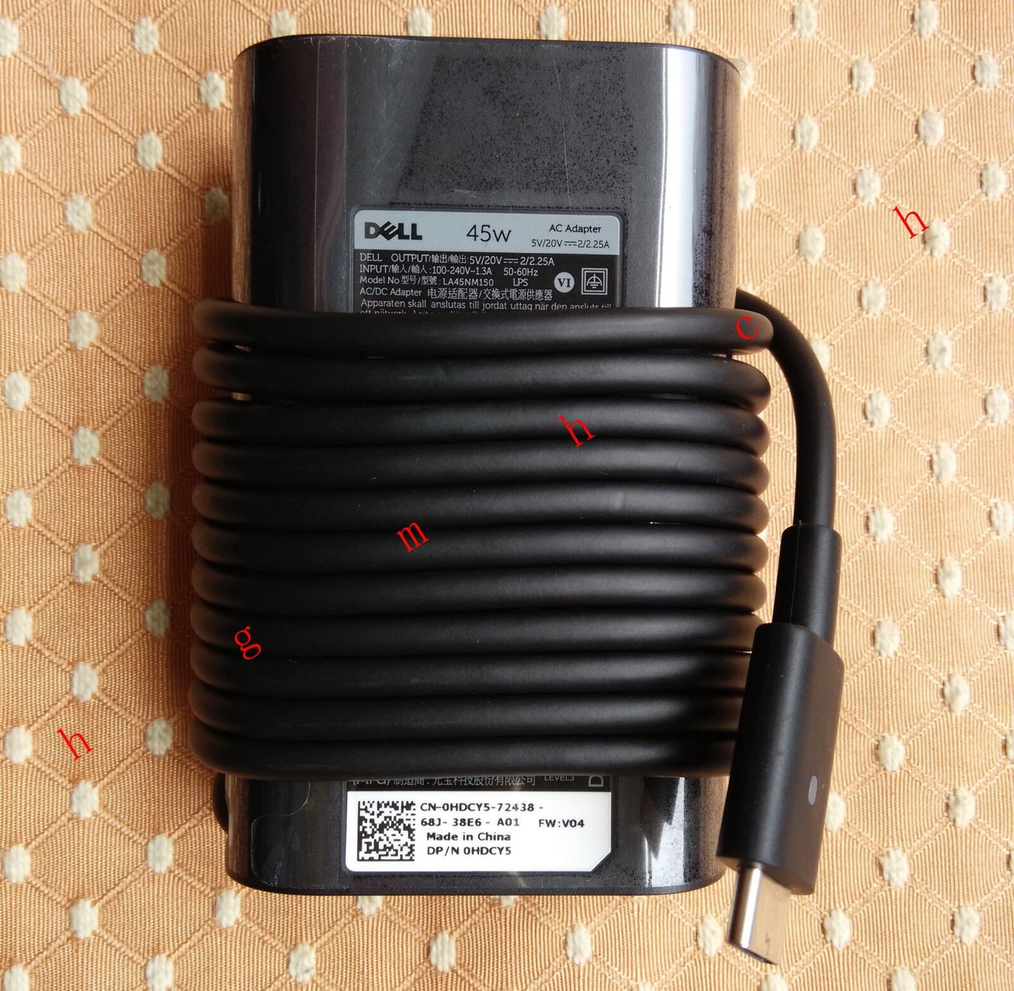 @New Original Genuine OEM 45W 20V/5V AC Adapter for Dell Latitude 13 7370 Laptop