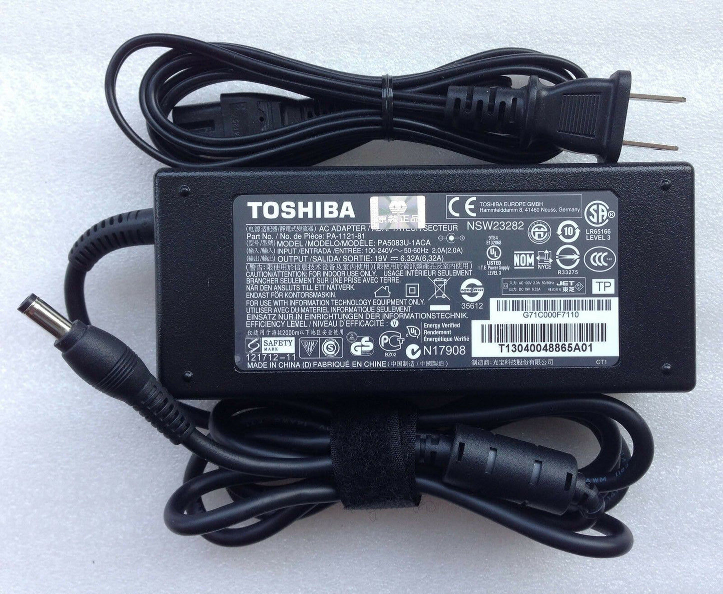 Original Genuine OEM Toshiba PA5083U-1ACA,NSW23292 PA-1121-81 120W AC/DC Adapter