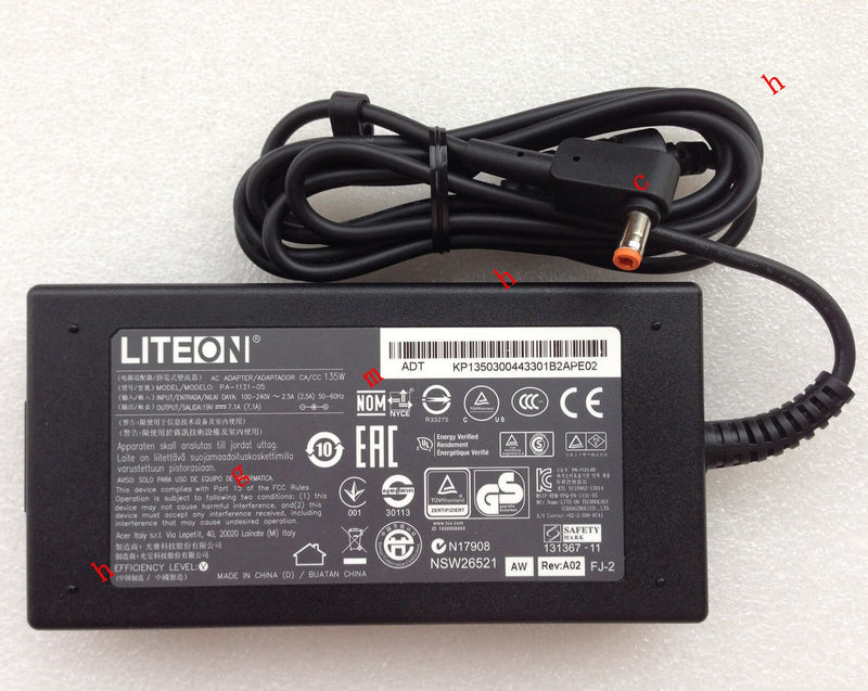 Original Genuine OEM 135W AC Adapter+Cord for Acer Aspire VN7-791G-76Z8 Notebook