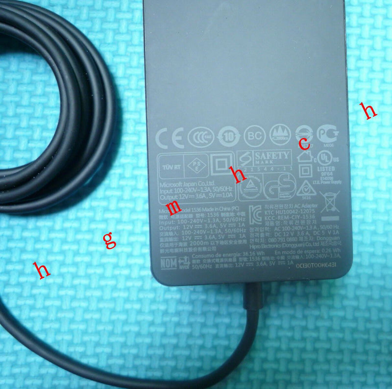 @Original Genuine OEM Microsoft 1536 Cord/Charger Surface Pro 2,5HX-00001 Tablet