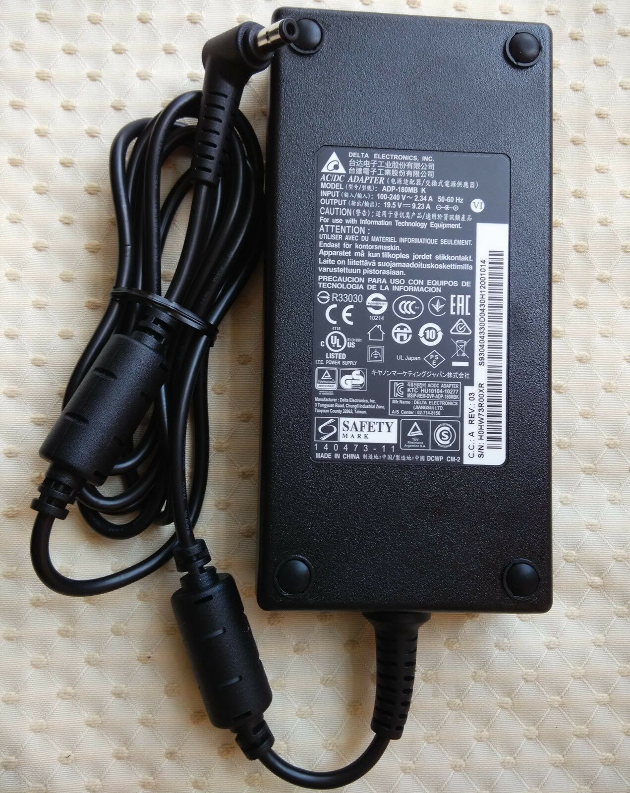 @Original Delta 180W AC Adapter for MSI GS73 Stealth-016,ADP-180MB K,ADP-180TB F