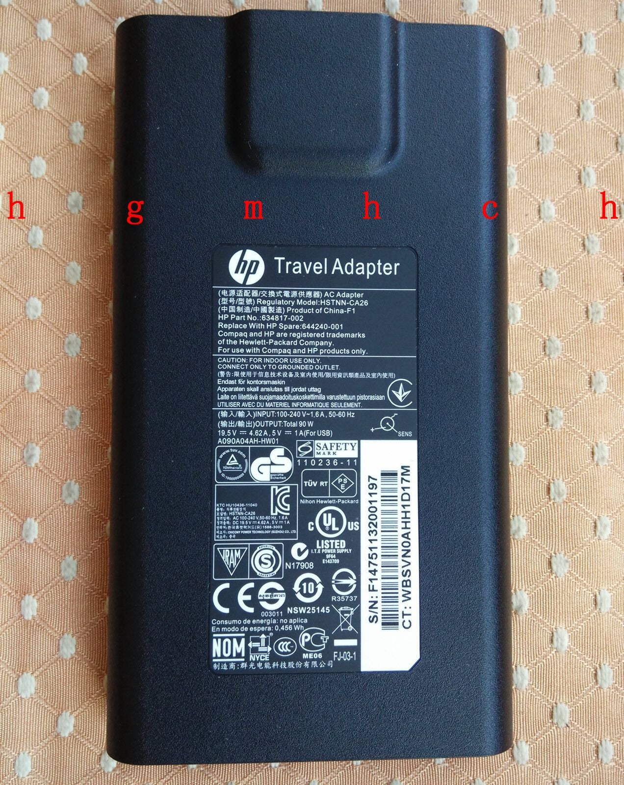 New Original OEM HP 90W SLIM W/USB Travel Adapter for HP ENVY 14-2096LA Notebook