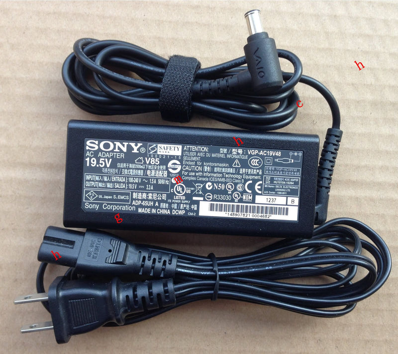 Original Genuine OEM Sony 65W 19.5V AC Adapter for Sony Vaio SVE1713J4E Notebook