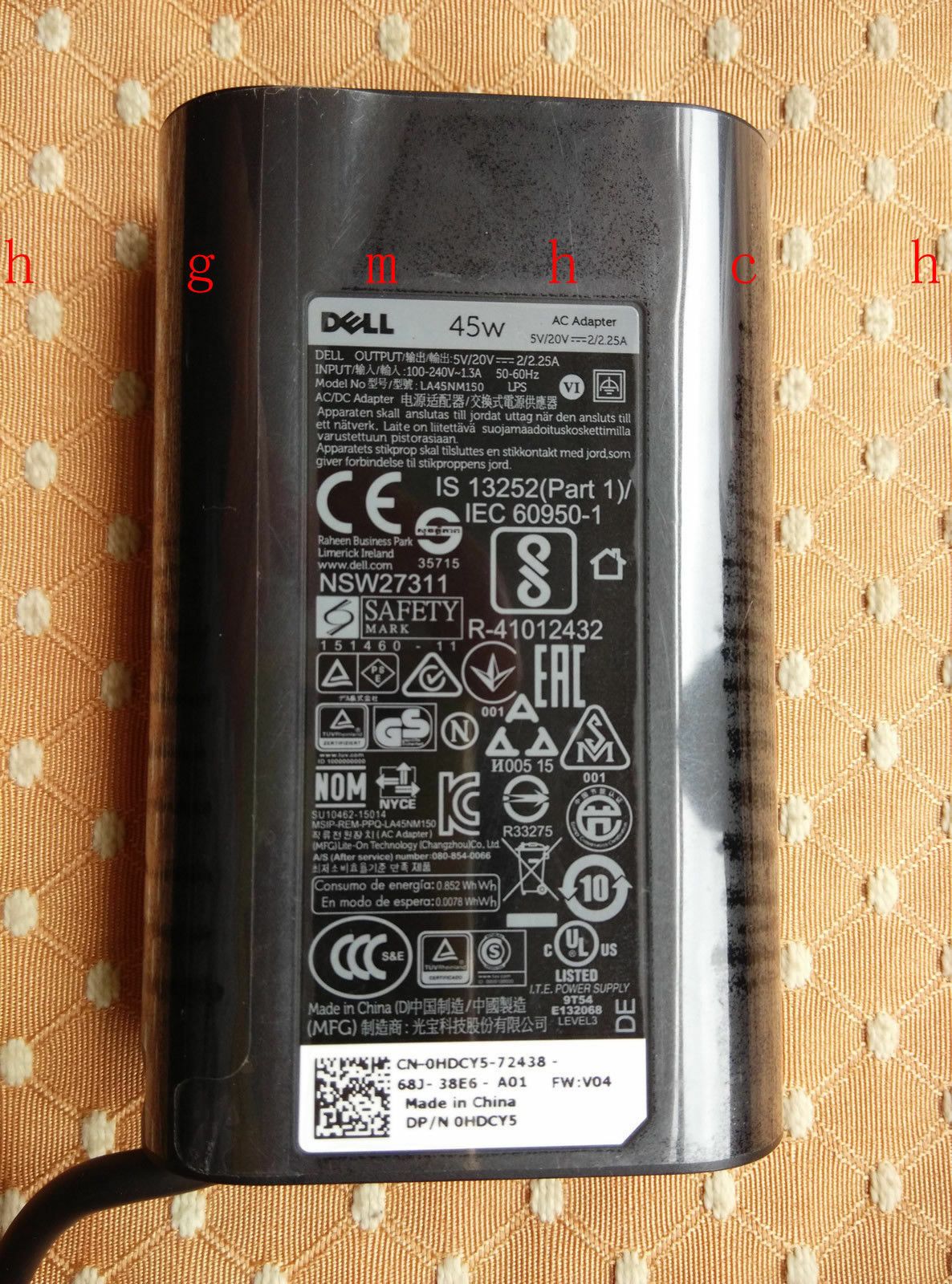 @New Original Genuine OEM 45W 20V/5V AC Adapter for Dell Latitude 13 7370 Laptop
