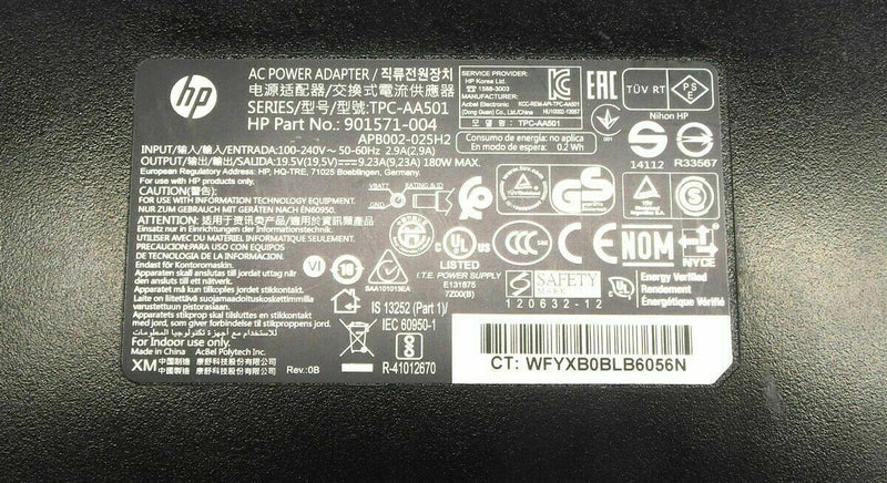 Original HP 180W AC/DC Adapter for HP ENVY 27-B100UR,27-B101UR 901571-004 AIO PC