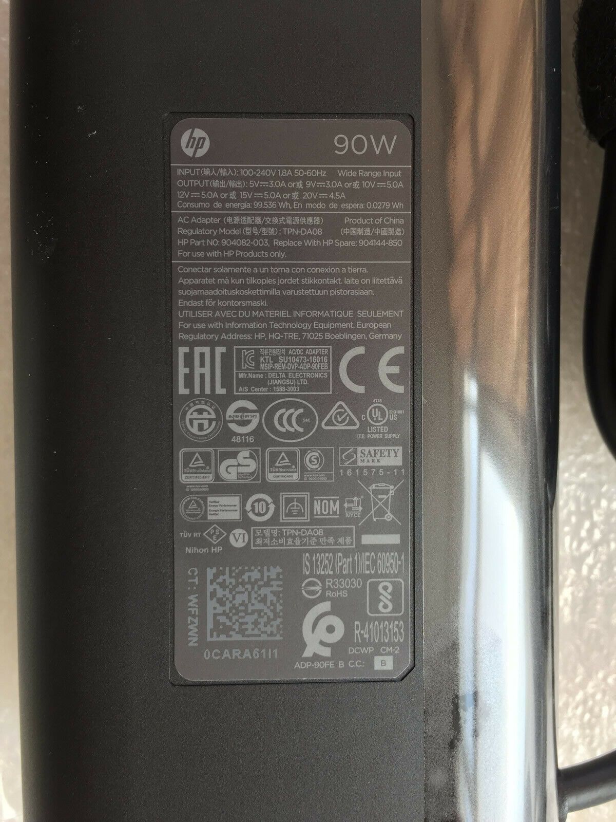 New Original HP AC/DC Adapter for HP Spectre x360 15-BL062NR 904144-850 TPN-DA08