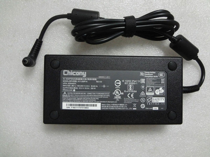 New Original OEM Clevo P671HP6-G,A11-200P1A,Chicony 200W 19V 10.5A AC/DC Adapter