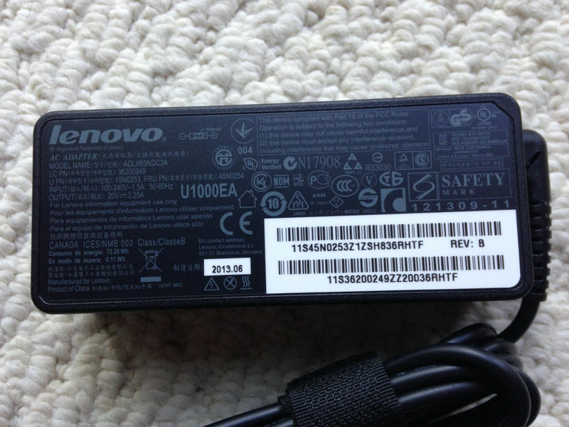 New Original OEM Lenovo ADLX65NDC3A/45N0254 Cord/Charger ThinkPad T550 20CK/20CJ