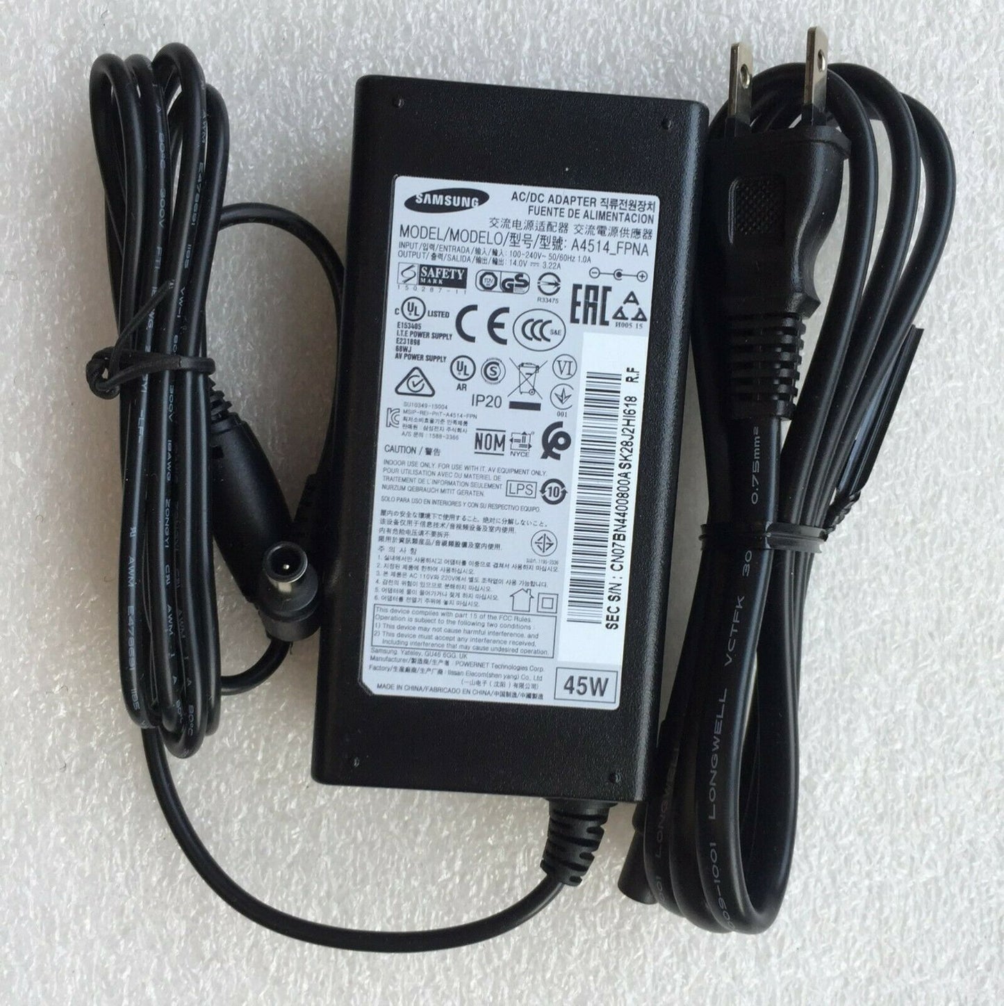 @New Original Samsung 14V 3.22A AC Adapter for Samsung LC27H580FDNXZ LED Monitor