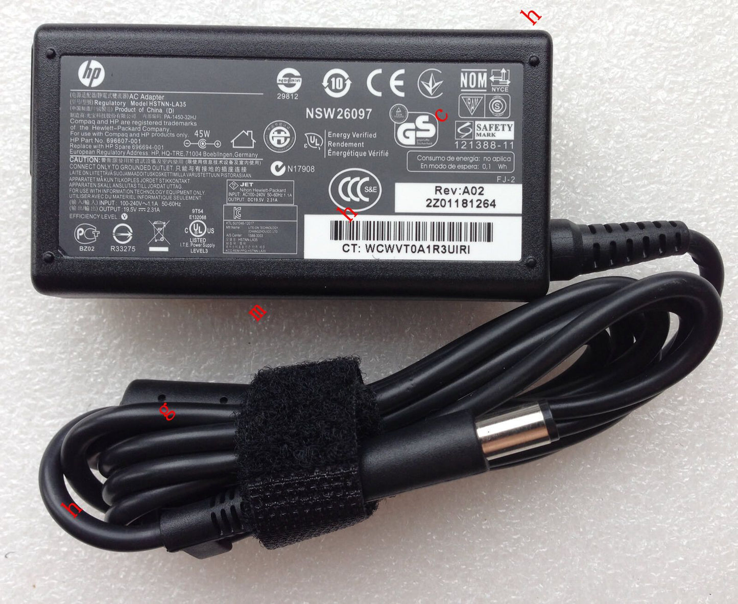 Original OEM HP 45W Smart AC Adapter+Cord for HP ProBook 430 G1,G4U15UA Notebook