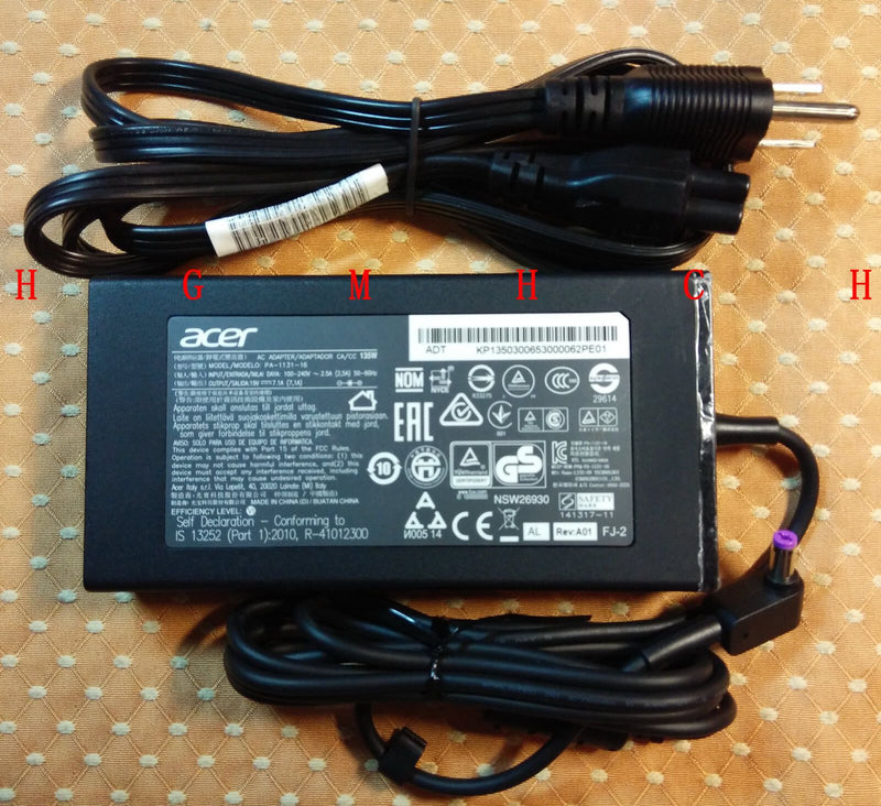 New Original OEM Acer 135W 19V 7.1A Cord/Charger Aspire Nitro 5 AN515-51-522L PC